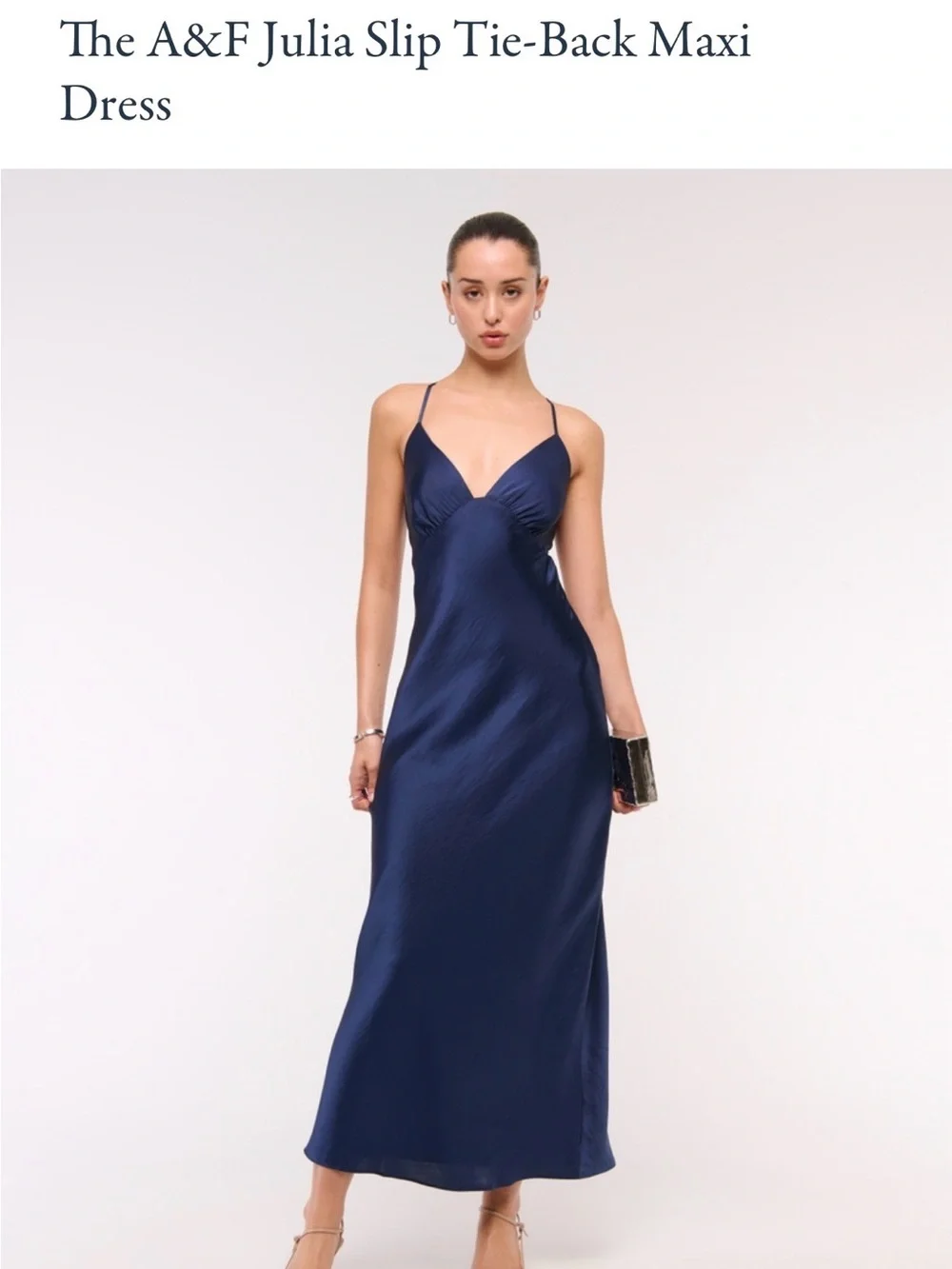 Abercrombie & Fitch Navy Slip Tie-Back Maxi Dress